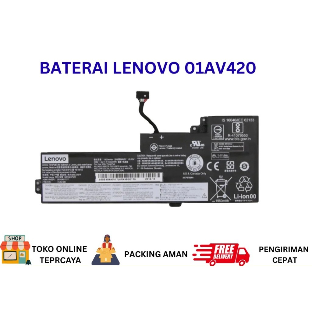 Baterai Laptop Lenovo Thinkpad T470 T480 Model 01AV420 01AV421 Internal