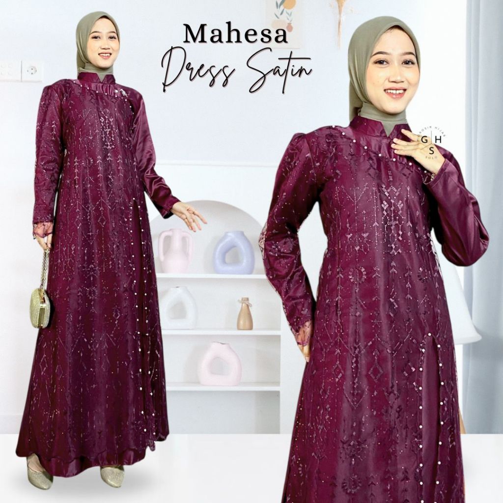 MAHESA DRESS MAXI KONDANGAN GAUN PESTA REMAJA MIX BROKAT GAMIS ATASAN WANITA SATIN TERMURAH VIRAL PR