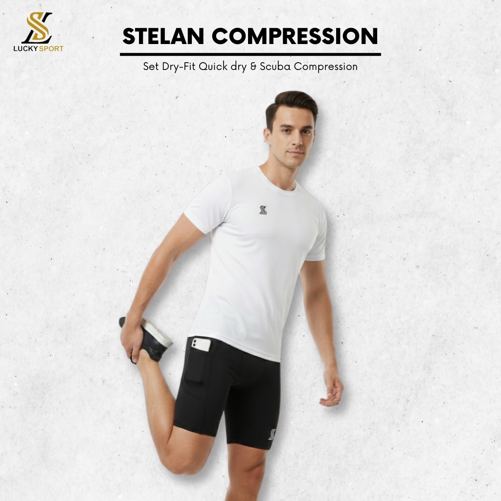Jersey Dry-Fit  Setelan Celana Compression Saku Sepeda Gowes Roadbike Unisex