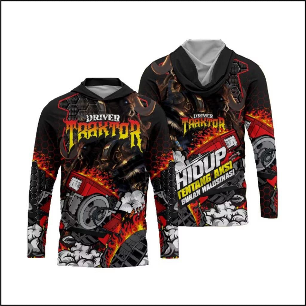 baju traktor sawah lengan panjang full printing