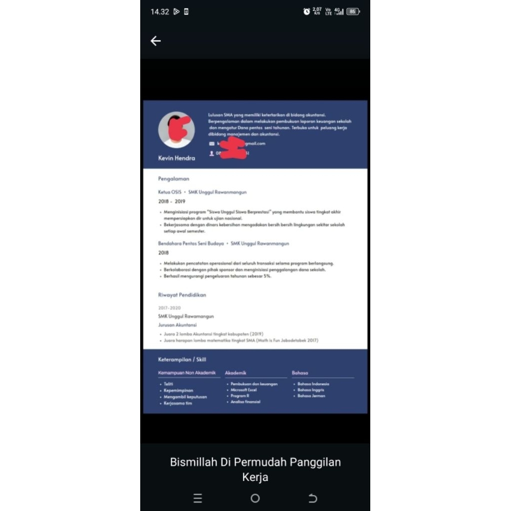 CV DAN LAMARAN KERJA ONLINE