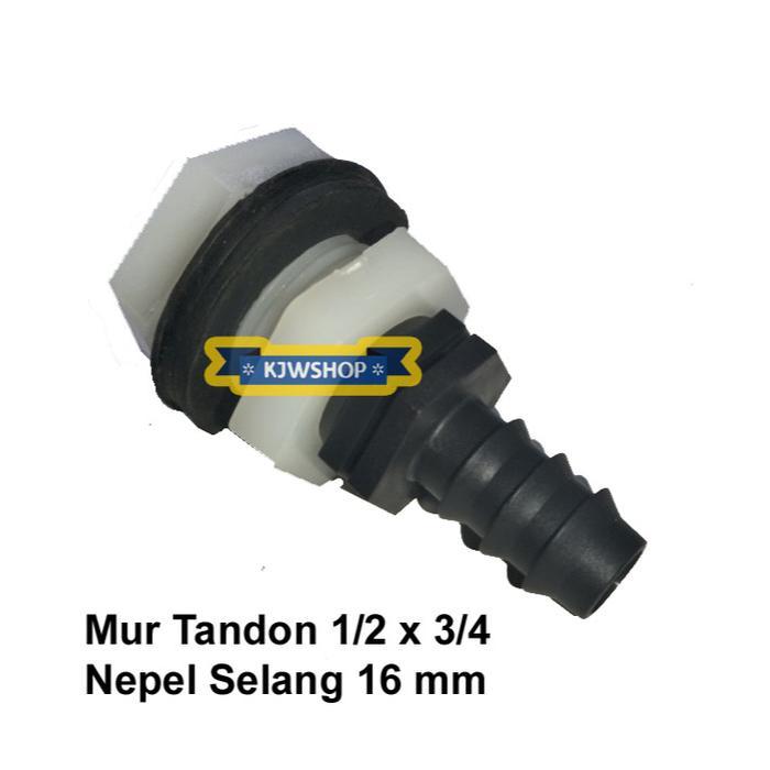 Mur Tandon Kuningan + Nepel 3/4 Inch X 1/2 Inch Pembuangan Air Toren