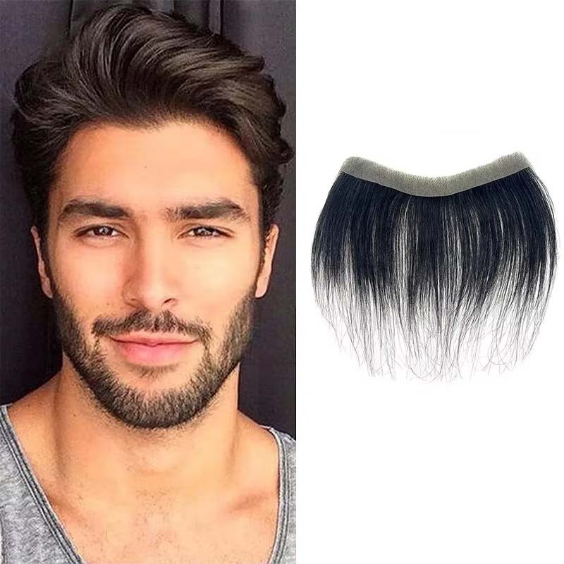 1.5X16Cm Rambut Palsu Dahi Pria Toupee Asli Manusia Hairpiece Garis Depan Alami Penutup Botak Kulit