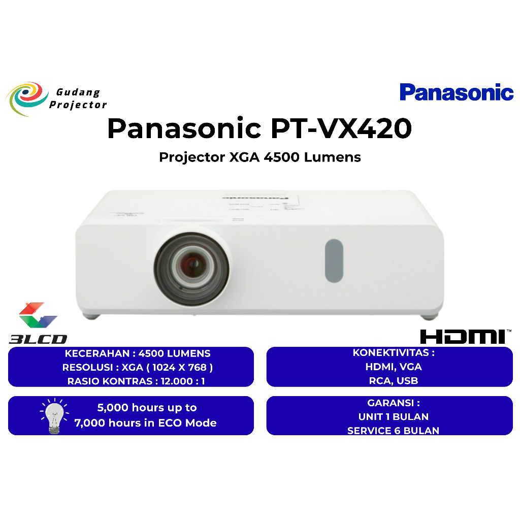 Proyektor Second Panasonic PT-VX420 HDMI 4500 Lumens Super Terang