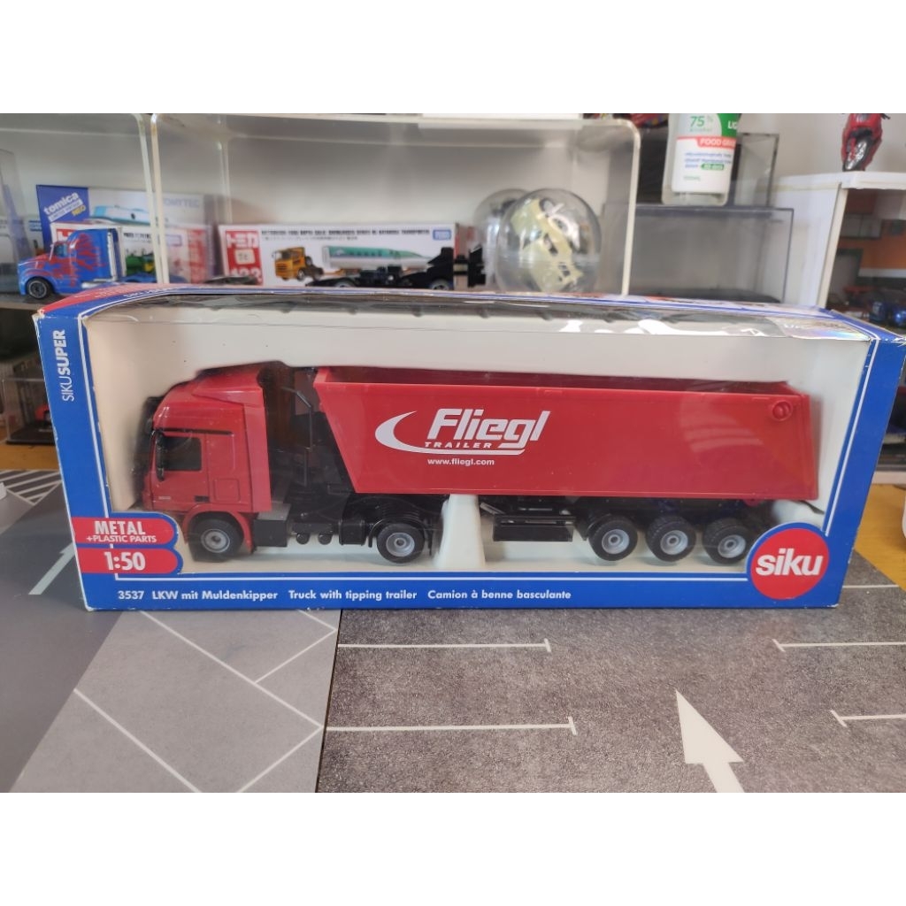 Diecast Siku Truck With Topping Trailer Mercedes Benz Actros 1/50 Super Rare Murah