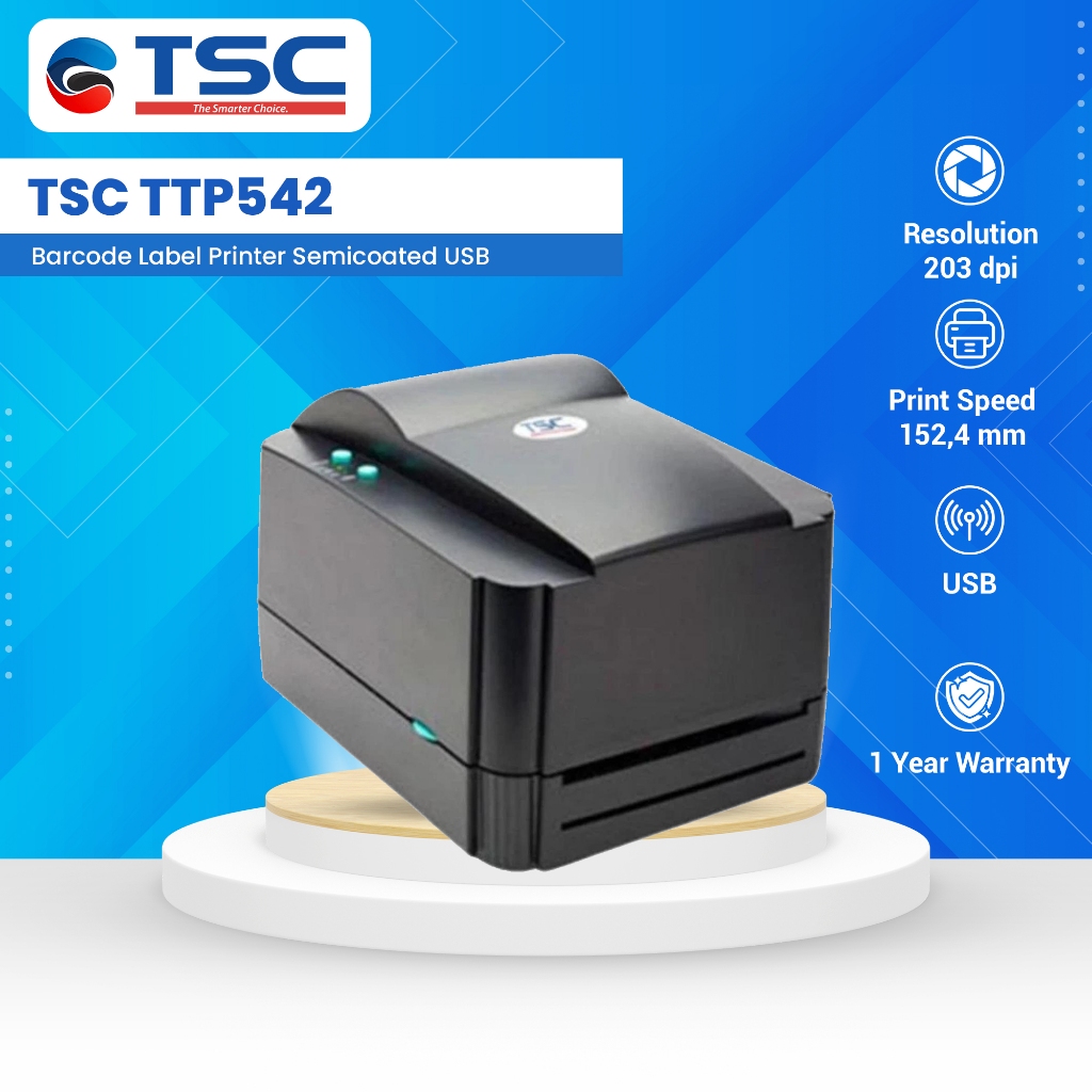 TSC Barcode Label Printer TSC TTP542 TTP-542 Cetak Label Stiker Thermal Semicoated USB TSC TTP 542