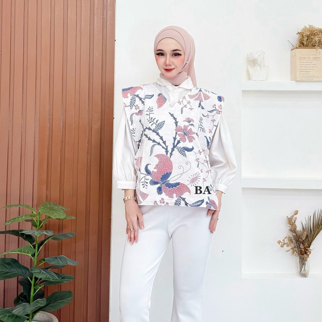Vest Rompi Batik Wanita Vest Batik Wanita Bolak Balik ( kupu )