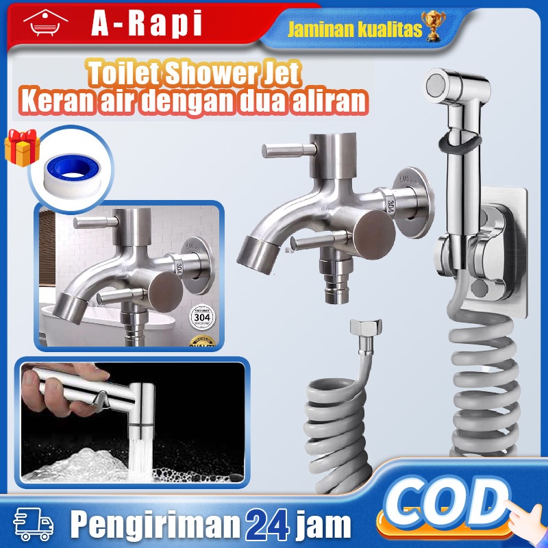 Toilet Shower Jet Washer idet Shower Cebok Sower Spray Bidet Dilengkapi dengan keran air ganda
