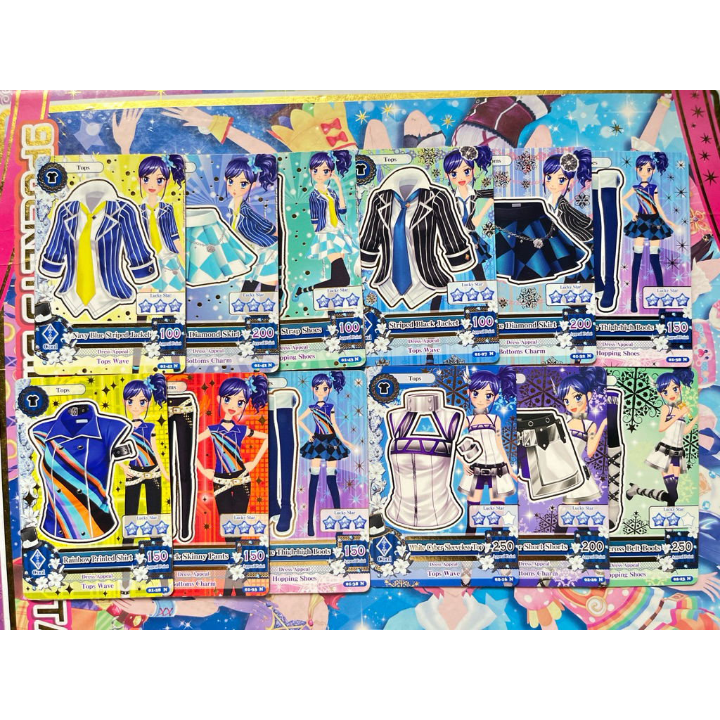 Kartu Aikatsu Indonesia Aoi Kiriya Non Brand Set White Cyber Set Striped Black Vany Blue Striped Rai