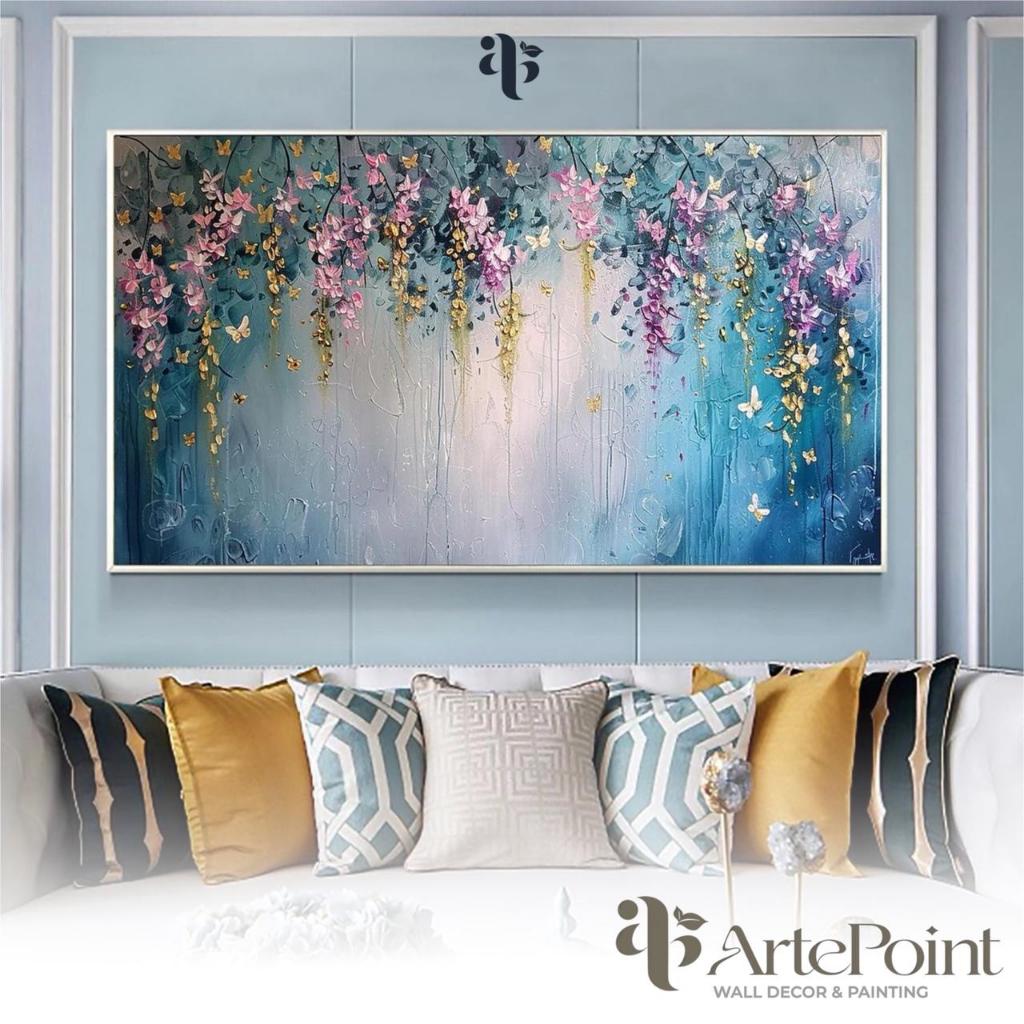 Lukisan Dinding Minimalis Modern Bunga Teratai