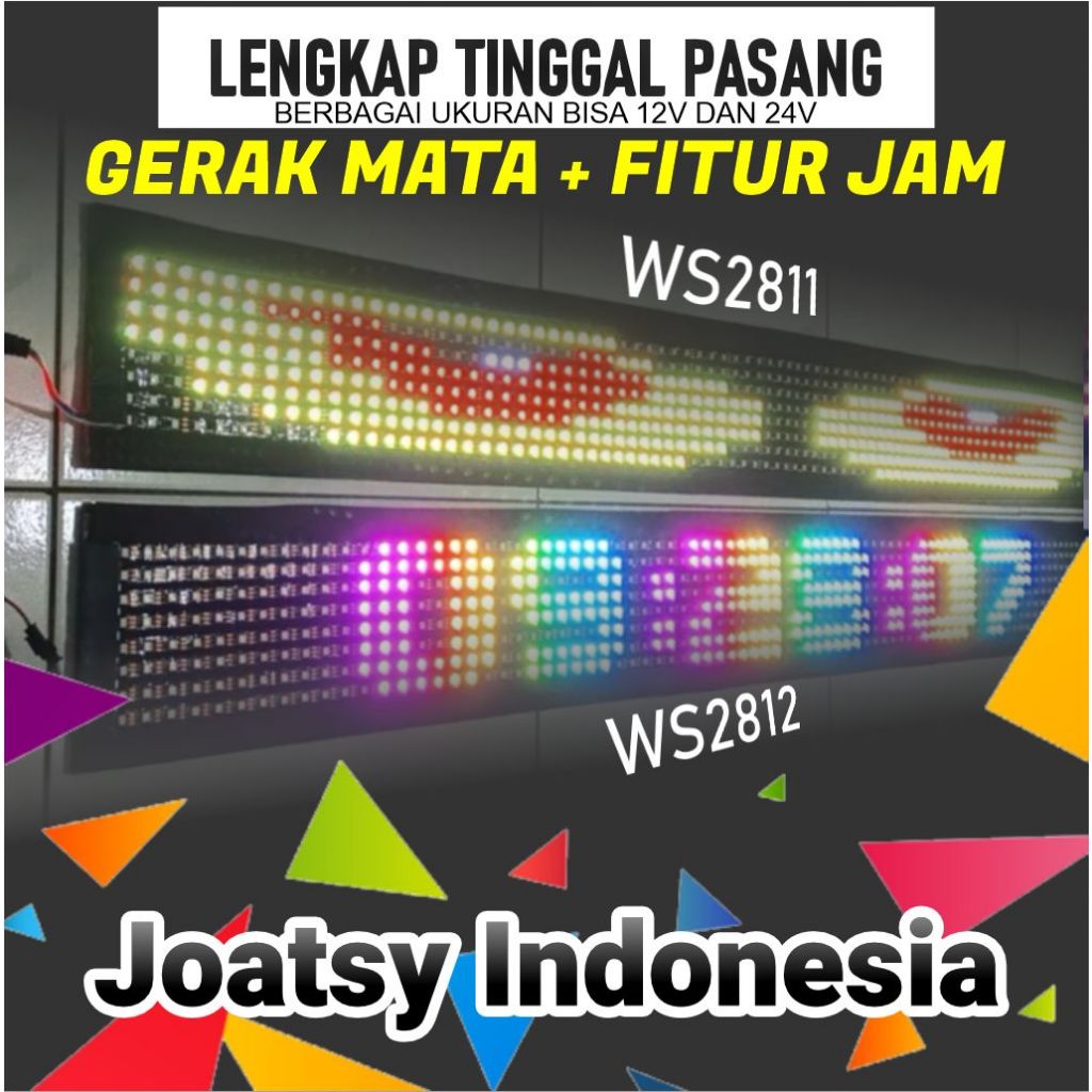Strobo Baris Kaca Mobil Semua Ukuran Satu Set Modul Wifi Text Wave  Mix Vol.2 Dengan Gerak Mata dan 
