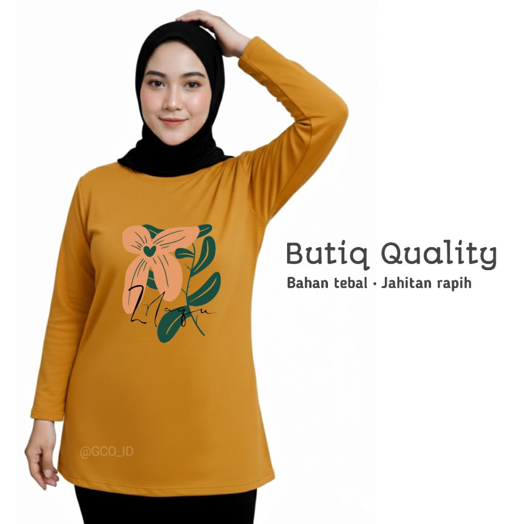 KAOS WANITA ZOLAQU ORIGINAL TERBARU LENGAN PANJANG JUMBO OVERSIZE SEMITUNIK KUNING LUCAB OFFICIAL