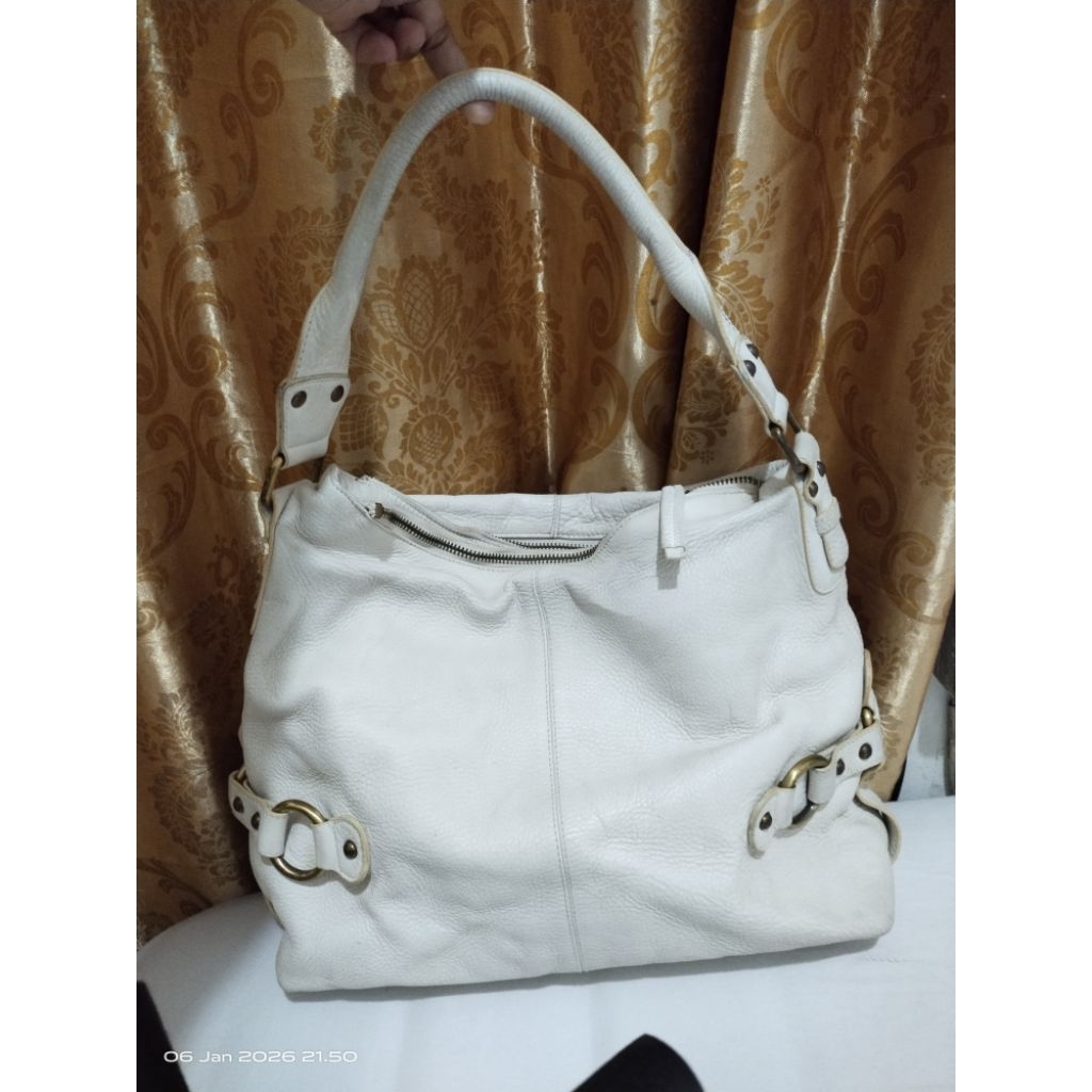 tas bahu kulit Gobelini Firenze preloved  berwarna putih