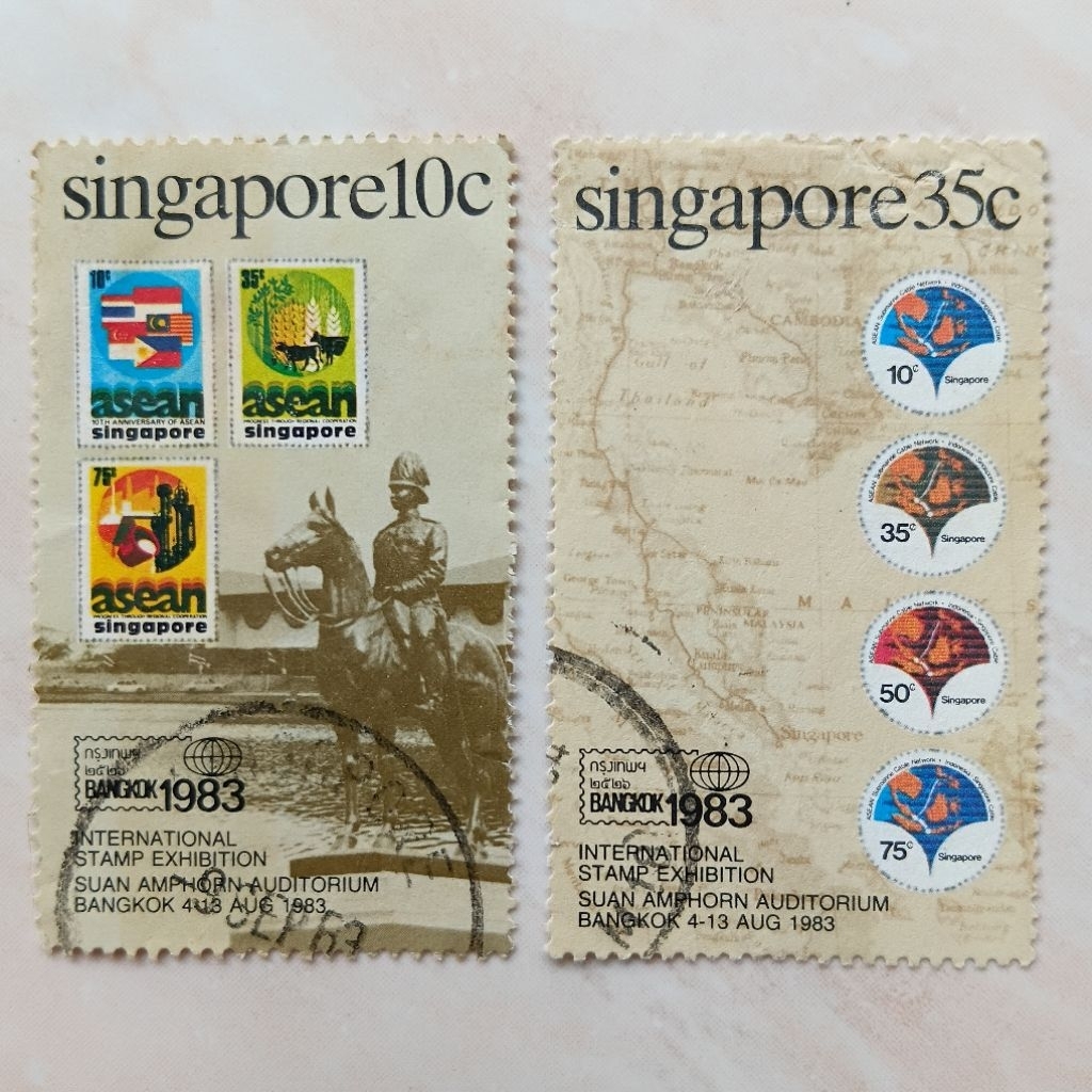 Perangko Prangko Kuno Singapore Singapura Seri Bangkok '83 Stamp Exhibition 1983 - YN3114