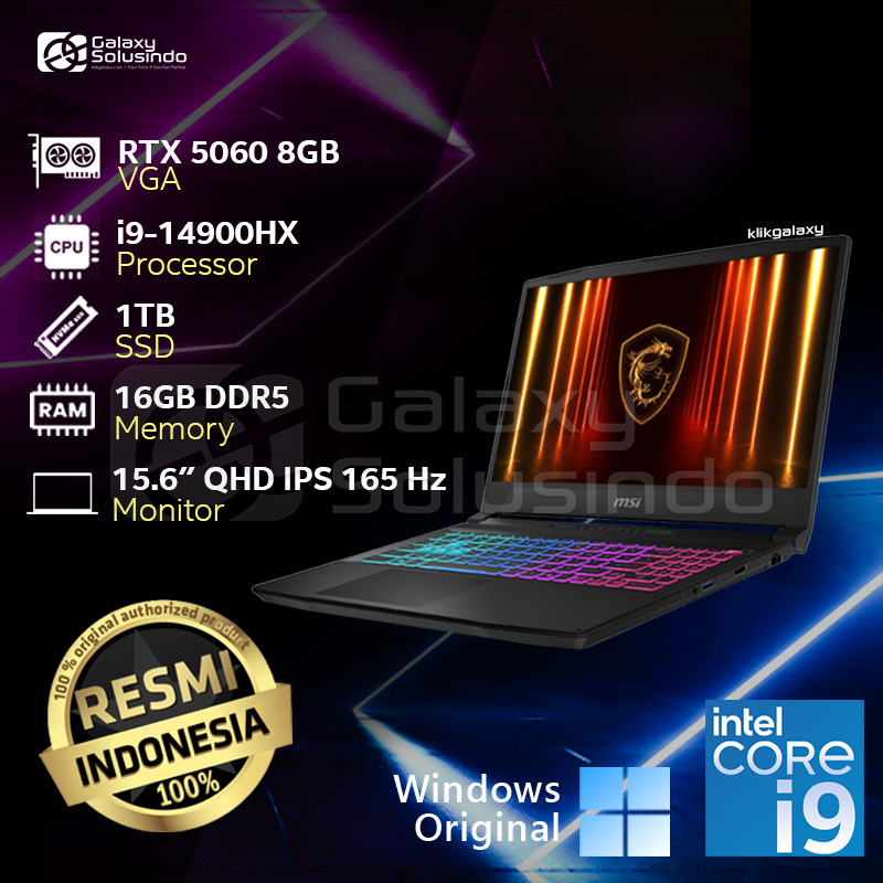 MSI KATANA 15 HX B14WGK 098ID Intel Core i9-14900HX, 1TB SSD, 16GB, RTX5060 8GB Notebook Laptop Gami