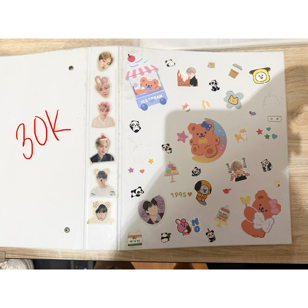preloved bts jimin stickers binder bambi 3 ring A4 25mm kpop album photocard mini poster postcard co