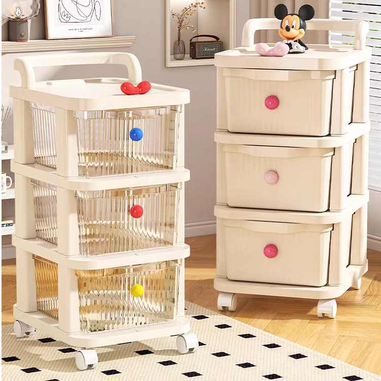 Rak Troli Susun Serbaguna Plastik/Rak Trolley dorong Laci/Rak Troli Produk Bayi ada Roda