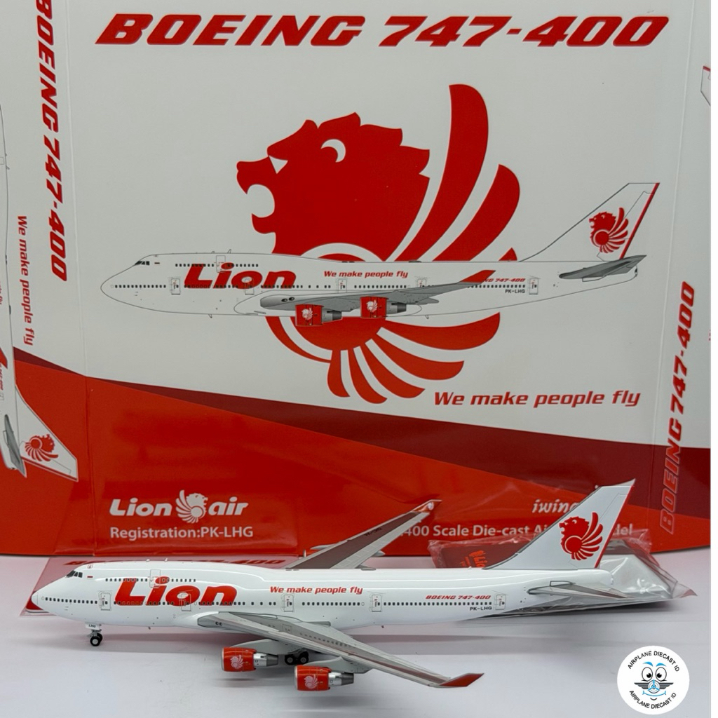 1/400 Flaps UP Lion Air Boeing B747-400 PK-LHG iWings HX Models 1:400 Scale Bonus Stand