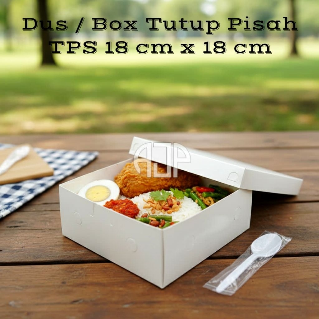 Dus / Box Nasi, Nasi TPS (Tutup Pisah) Ukuran 18 cm x 18 cm | 1 pcs