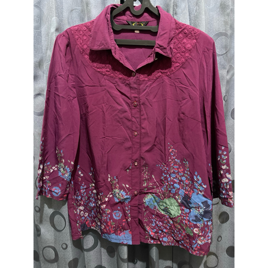 Baju Kemeja Wanita Motif Kembang