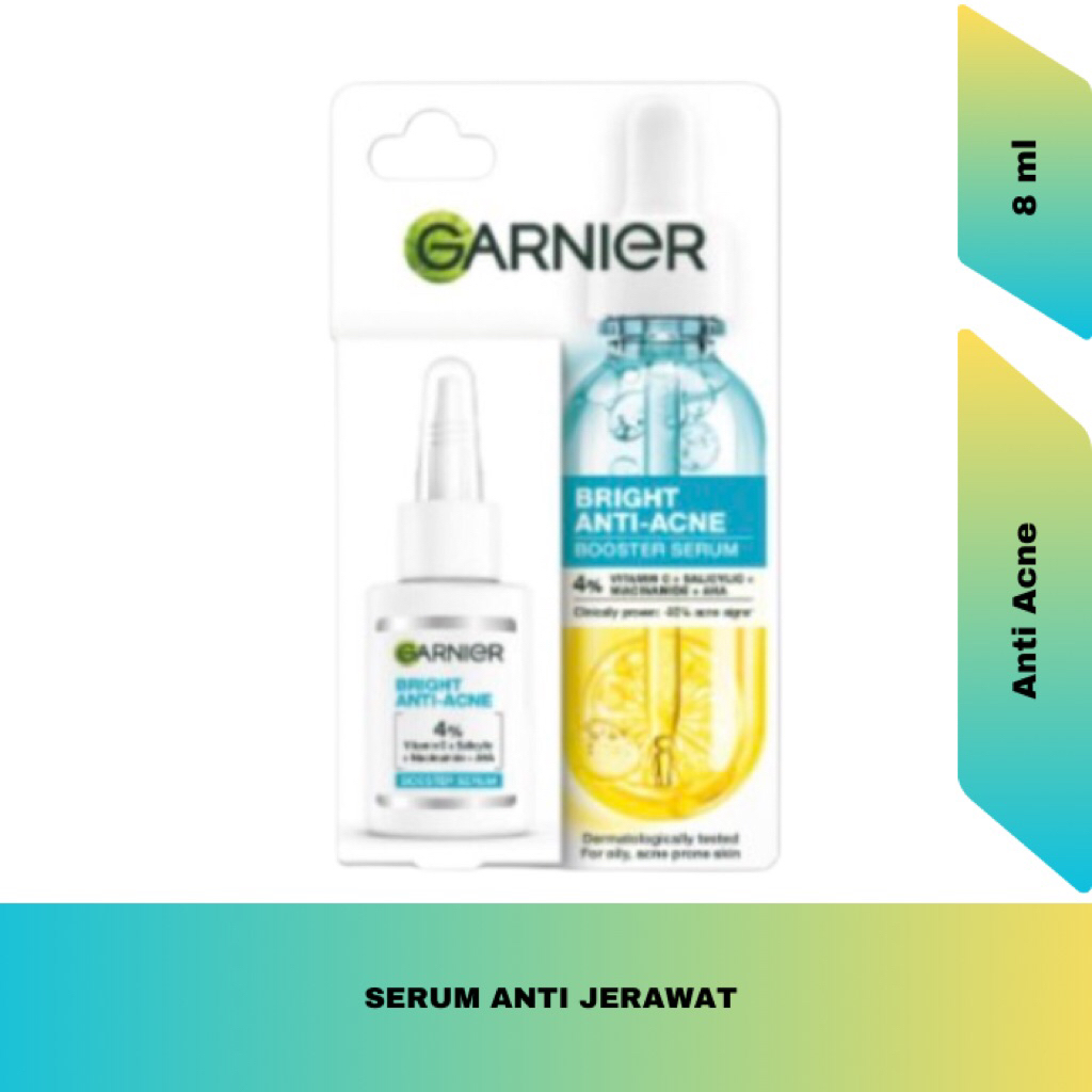 Garnier Bright Anti Acne Booster Serum 8ml Original Vitamin C Glow Serum Pencerah Wajah Jerawat