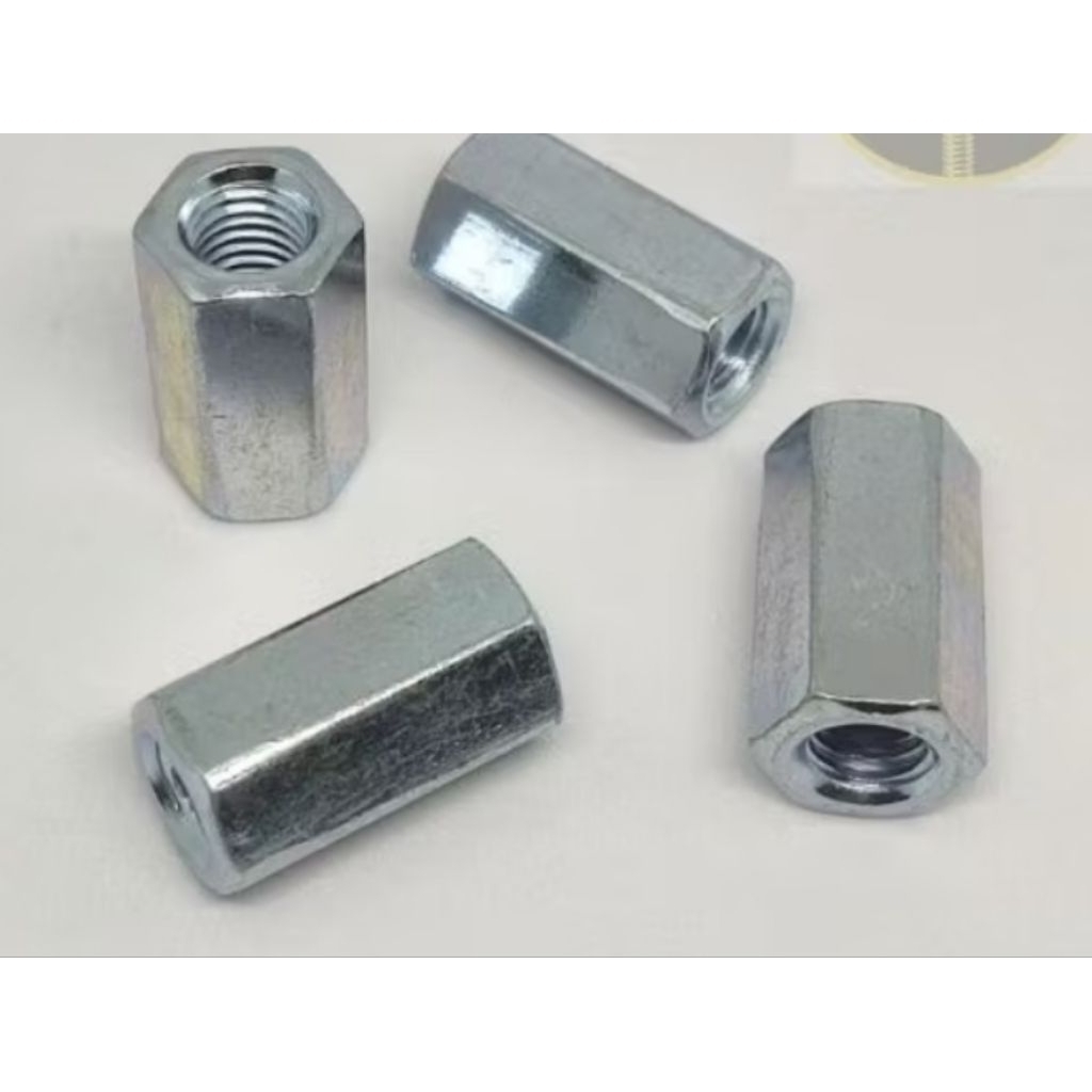 long nut m8 x 25 mm drat pitch 1.25 drat kasar kunci 13 galvanis Kualitas Bagus Kuat/ long nut m8x25