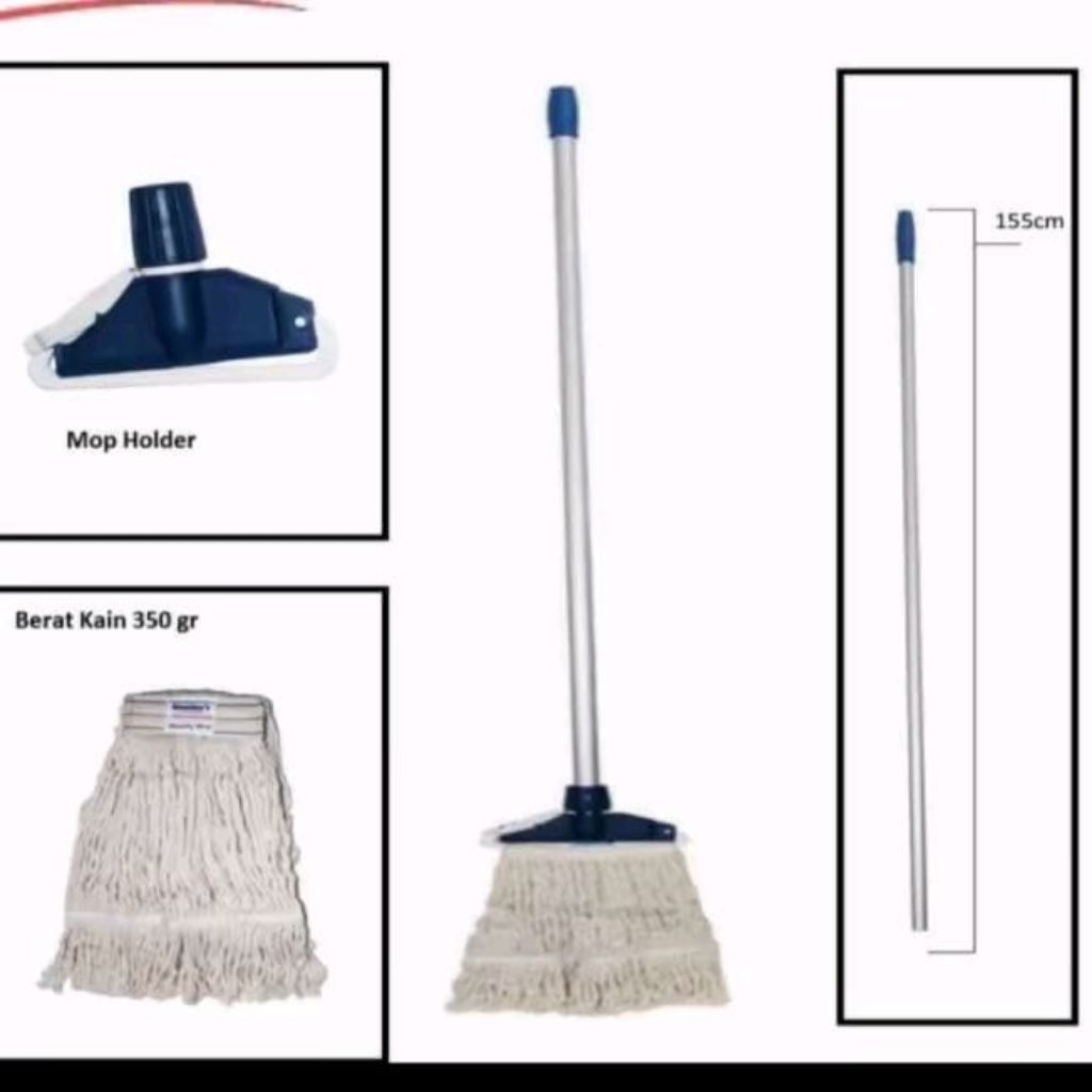 Pel Jepit Gagang Stainless | Pel Lantai | Pel Kain | Mop Lantai Kain