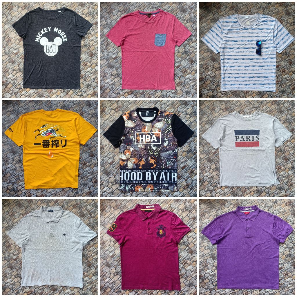 Kaos pria branded original preloved, Tshirt katun Fashion branded