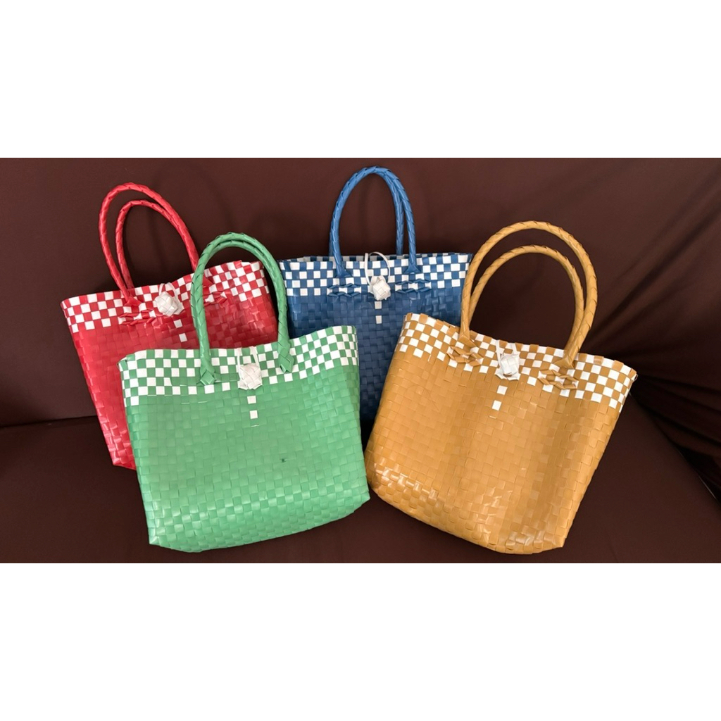 Tas anyaman bahan kaca B tas anyaman hampers / asul asul