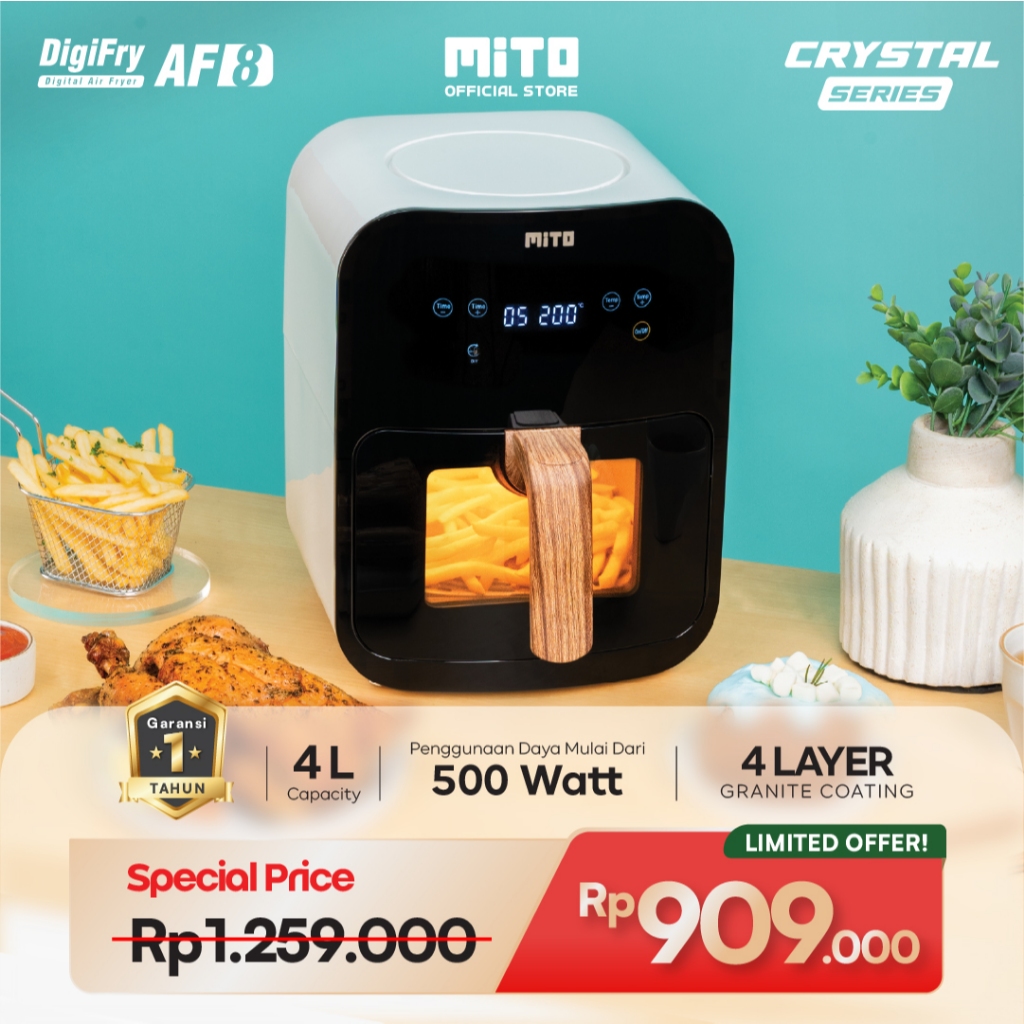 Mito AF8 Crystal Series Air Fryer - Penggorengan Tanpa Minyak