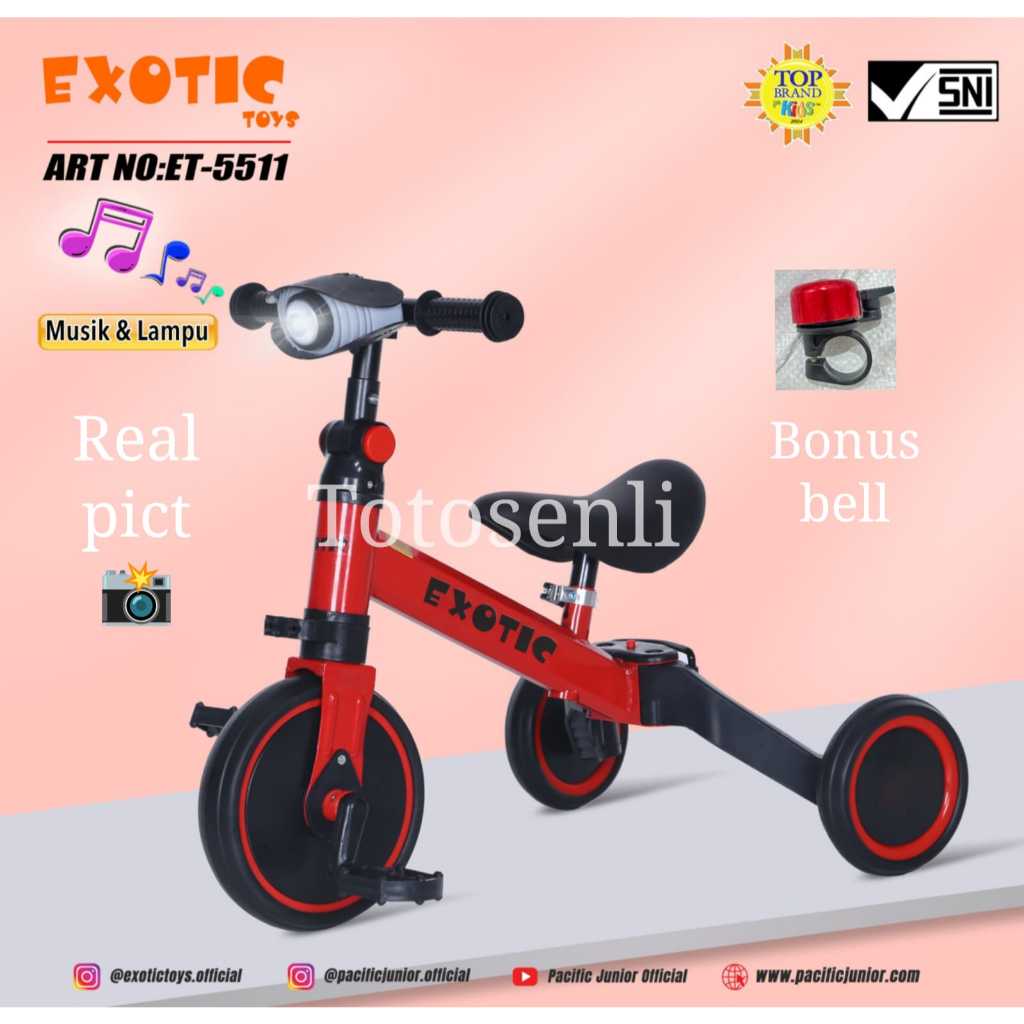 sepeda balance bike roda tiga exotic 5511 sepeda anak balance roda tiga iora T20-7/T20-7 SP  pmb toy
