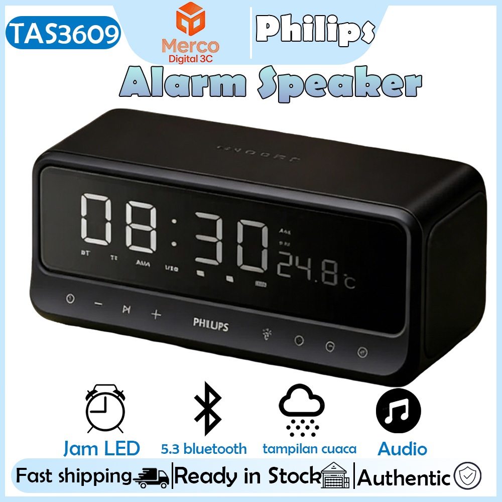 PHILIPS TAS3609 Speaker Jam Bluetooth Portable Wireless/Speaker Alarm Bluetooth LED / Bass Mini Ster