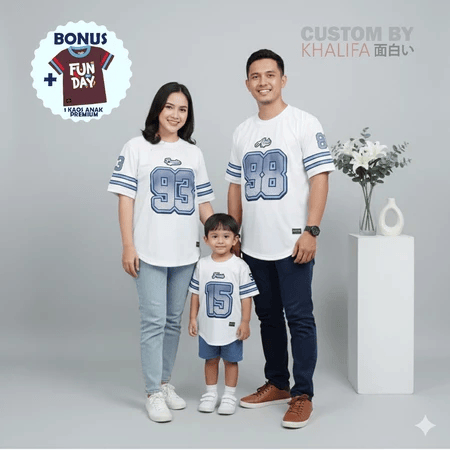 SUPERCUSTOM Kaos Keluarga FREE NAMA dan Nomor Model OVAL Jersey bahan PREMIUM baju couple family