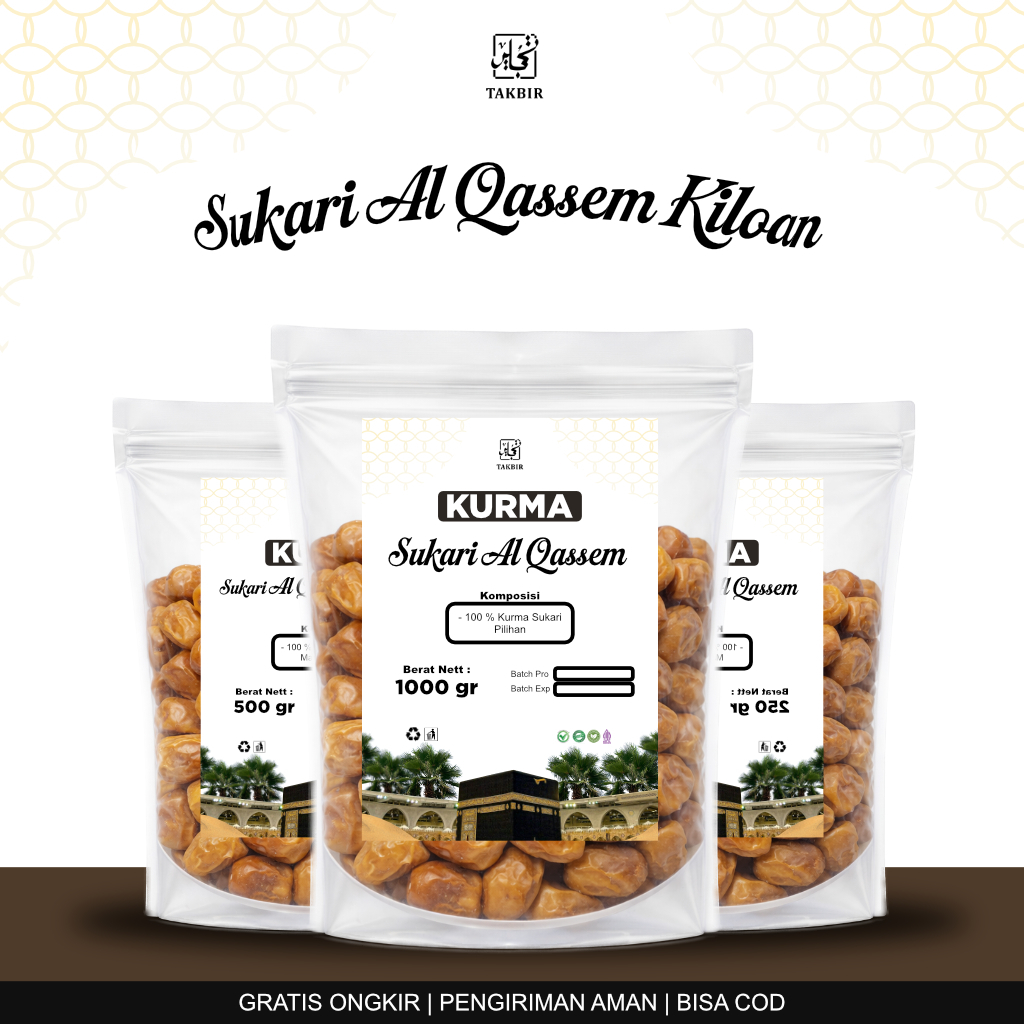Kurma Sukari Kualitas Grade A | Bermanfaat untuk Kesehatan | Tersedia 1 kg, 500 gr, 250 gr | Oleh-ol