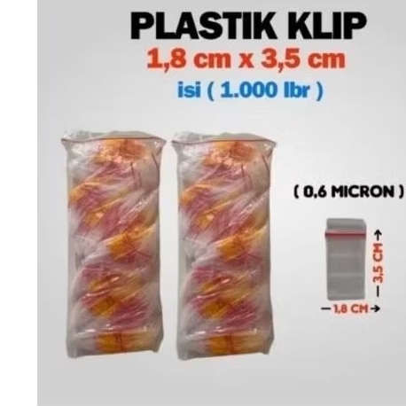 Plastik Klip Kecil 1,8 x 3,5 Ziplock isi 1.000 lembar / Klip Mini Murah (1.000 lembar)