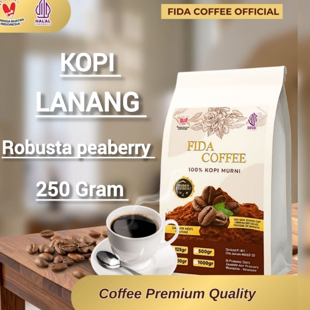 KOPI LANANG -KOPI ROBUSTA ASLI - KOPI LANANG 250 GRAM - FIDA COFFEE PREMIUM QUALITY