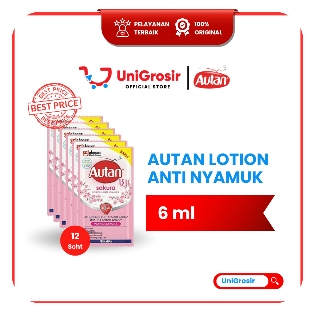 [UniGrosir] AUTAN LOTION ANTI NYAMUK WANGI SAKURA ~6 ml 12 Sachet