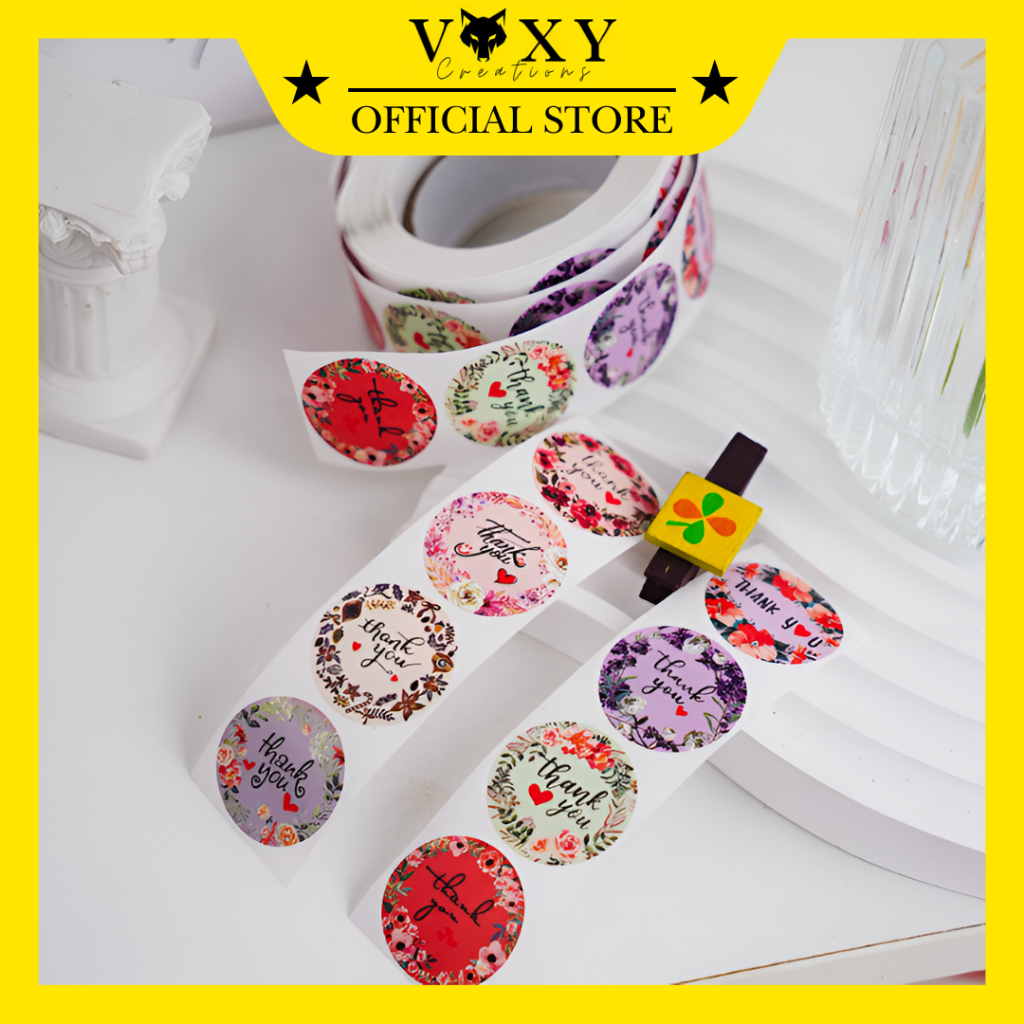 Stiker Thank You Isi 500 Pcs Lucu Dan Estetik Cocok untuk Olshop / Roll Sticker Thank You