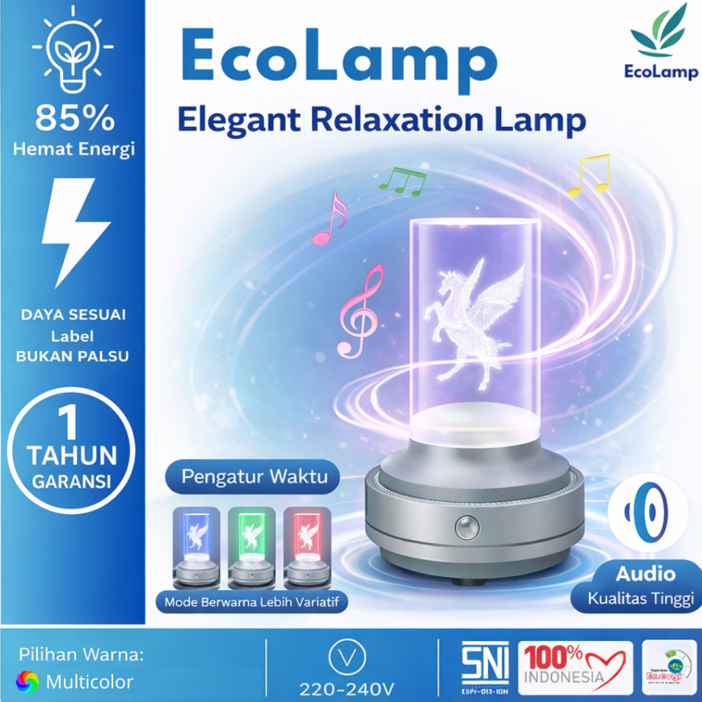 Lampu Meja Kristal LED Bluetooth DI3 – Lampu Tidur & Speaker Musik Estetik
