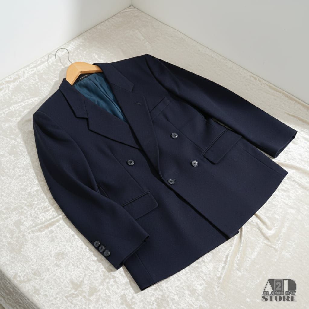 Hanae Mori Jas Blazer Tebal Biru Tua Dongker Murah