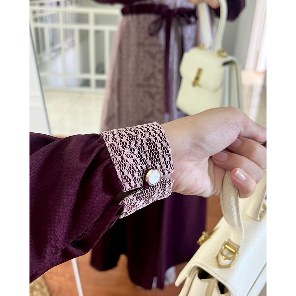 Elmiza - Leoni Dress Bahan Premium Safeena Platinum Mix Brukat Dress Muslimah Terbaru Lebaran Kondangan Adem Elegan Mewah-7