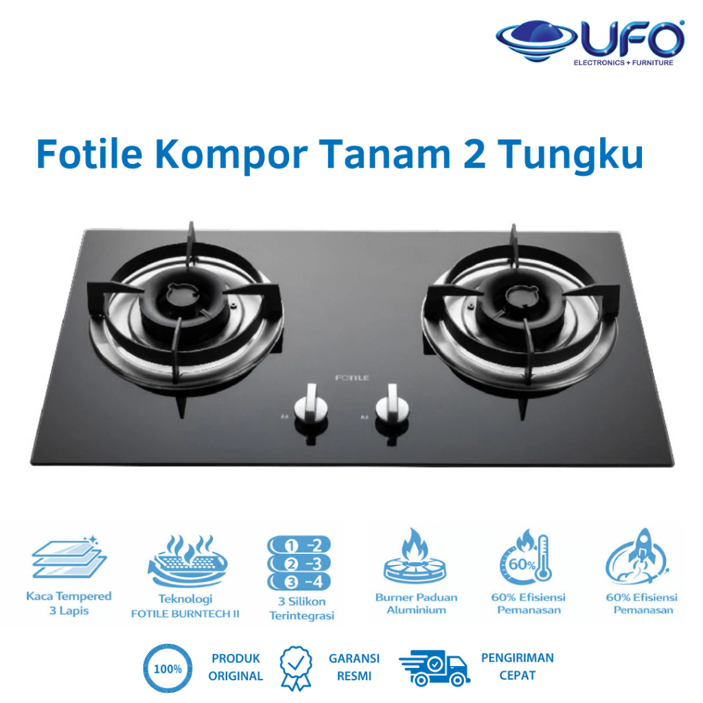 Fotile Kompor Tanam Gas 2 Tungku ALLUMINIUM ALLOY GHG73205