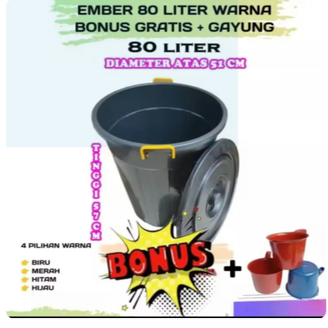 TERLARIS Promo Ember Tong 80 Liter/ Tong Air Jumbo 80 Liter/ 60 Liter Bonus Gayung