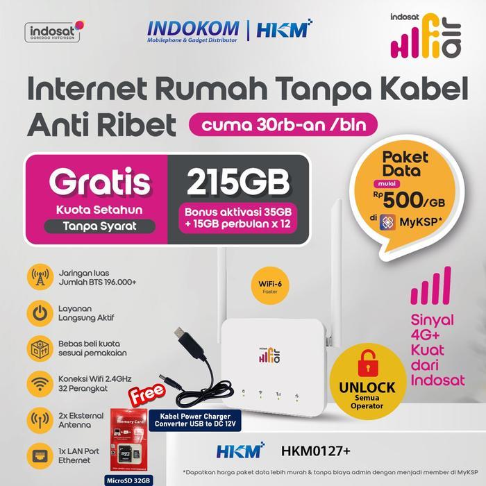 HKM0127+ Hifi Air Indosat - Modem Wifi - Wireless Router 4G CPE LTE - Free Kuota 215GB