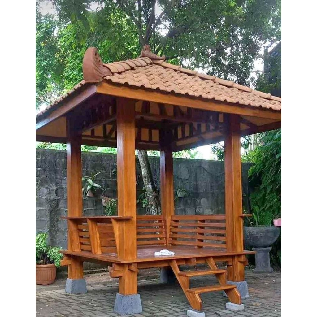 gazebo ukuran 2m x2m bahan kayu jati