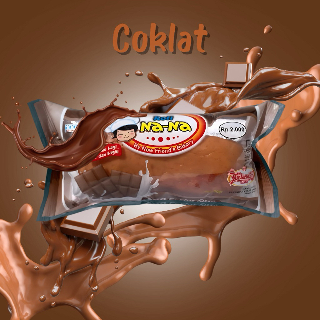 Roti Nana Panjang Rasa Coklat Susu Lembut Lezat Bergizi (5 pcs)