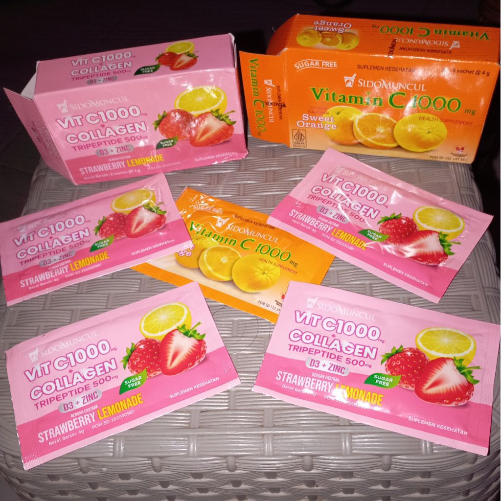 C+ Collagen Tripeptide Vitamin C1000 Sido Muncul / SidoMuncul rasa jeruk VIT C 1000