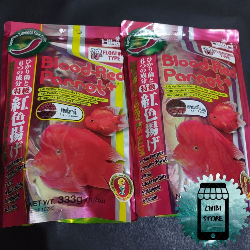 PELET HIKARI BLOOD RED PARROT 333GR MINI MEDIUM / PAKAN HIKARI BLOOD RED PARROT MINI 333GR / PELET I