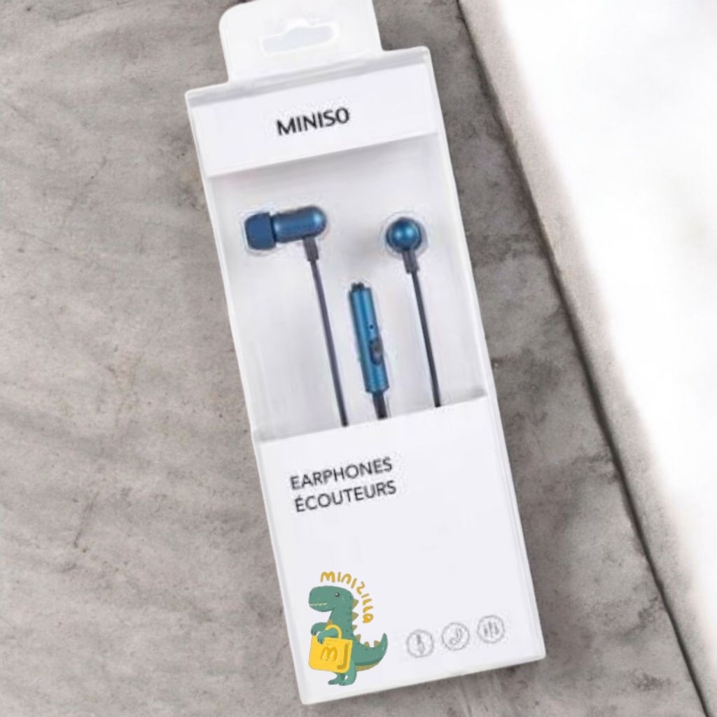 MINISO headset GE12 metal earphone navy blue earphone kabel with microphone