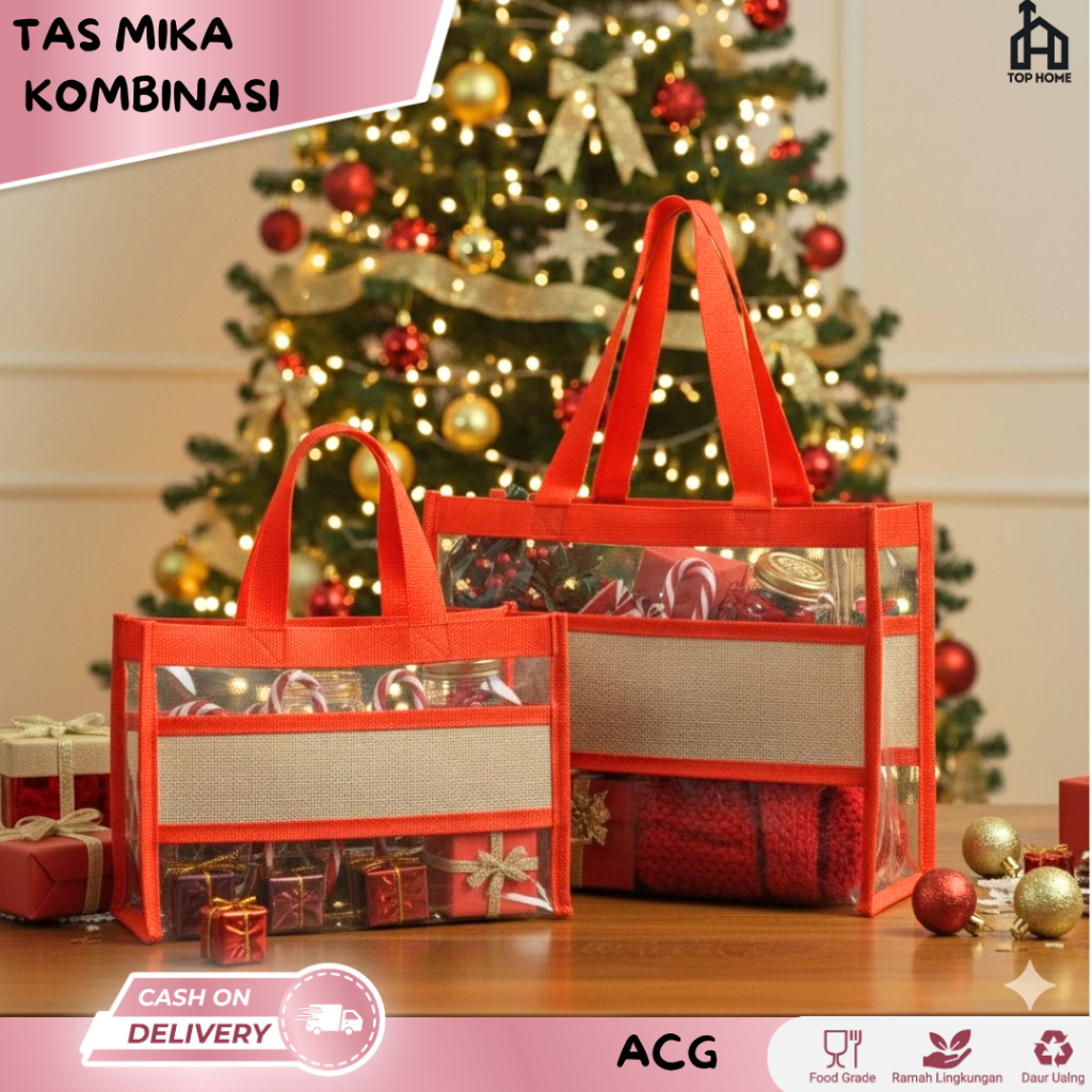 Tas Mika Goni / Tas Mika Hampers PVC / Tas Mika Hampers Kombinasi / Tote Bag Transparan